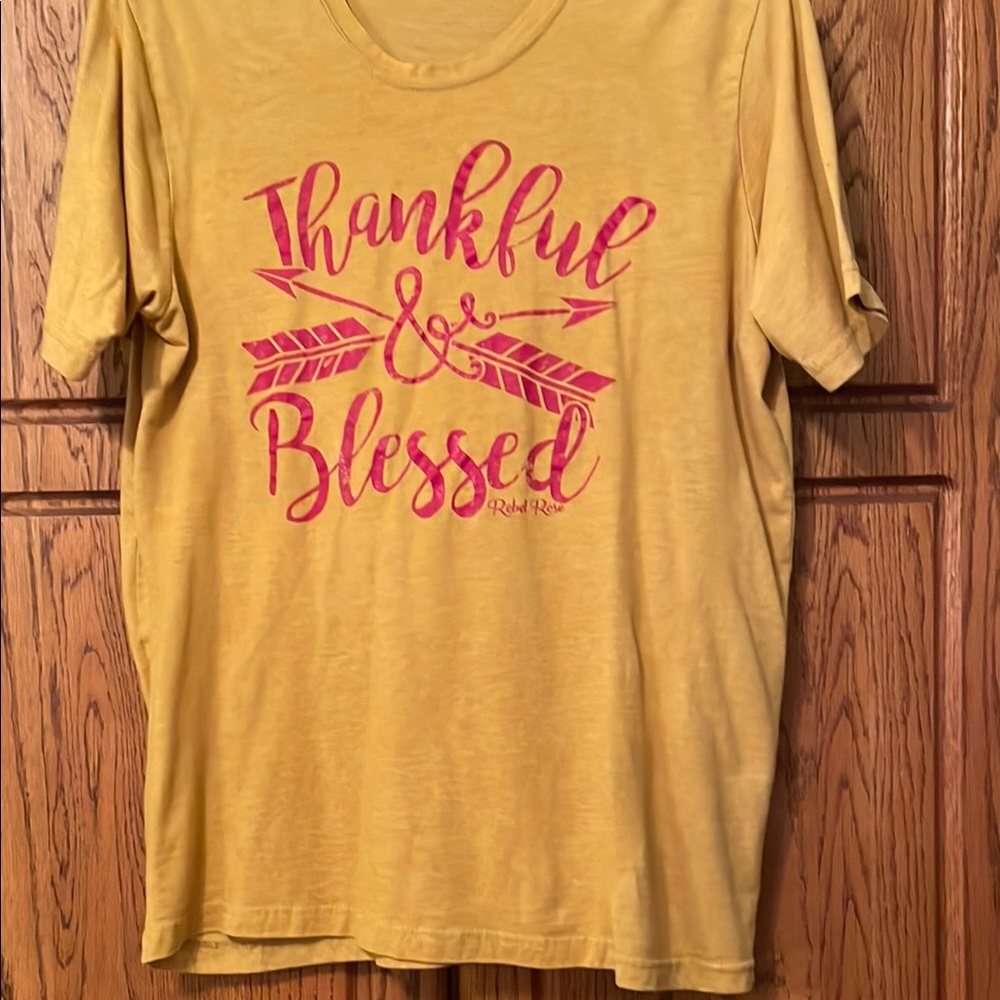 Vibrant Yellow Tee with Pink Cursive Print